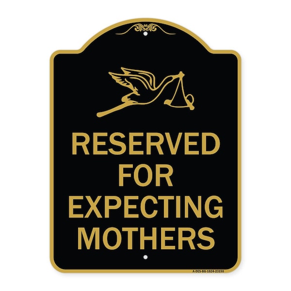 Signmission Reserved for Expecting Mothers, Black & Gold Aluminum Sign, 24" L, 18" H, BG-1824-23198 A-DES-BG-1824-23198 - main